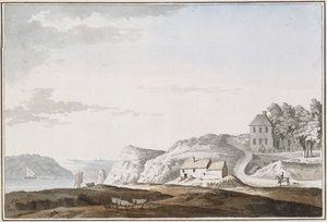 Aust Geçidi, Gloucestershire (kağıt üzerine suluboya ve suluboya) by Samuel Hieronymous Grimm