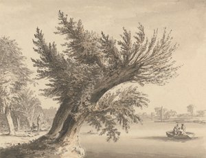 Barnes'daki Thames Nehri üzerinde by Samuel Hieronymus Grimm