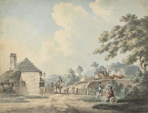 Köprüyü Geçen Bir Otobüsle Geçiş Gişesi by Samuel Howitt