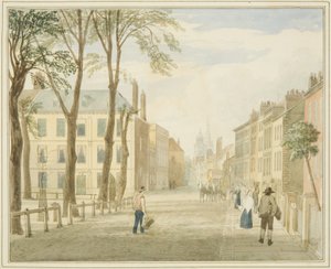 Mansion House, Queen Square (kağıt üzerine kalem ve sulu boya) by Samuel Jackson