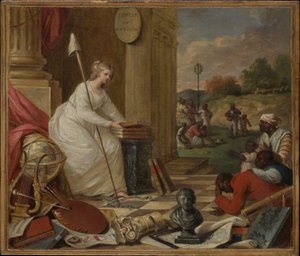 Sanat ve Bilimleri Sergileyen Özgürlük İçin Çalışma veya Siyahların Kurtuluşunu Teşvik Eden Amerika Dahisi, c.1791-92 (tuval üzerine yağlı boya) by Samuel Jennings