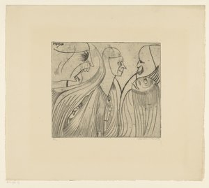 Figür grubu ve dili dışarıda yüz by Samuel Jessurun de Mesquita (signed by artist)