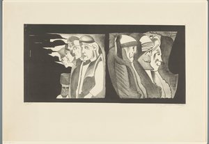 Sırtları birbirine dönük iki grup figür by Samuel Jessurun de Mesquita (signed by artist)