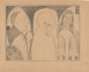 Fantezi: çeşitli figürler, kollu olarak kollu olan en sağdaki by Samuel Jessurun de Mesquita