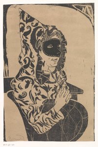 Pelerinli maskeli kadın by Samuel Jessurun de Mesquita