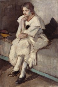 Beyaz Elbiseli Kız (tuval üzerine yağlıboya) by Samuel John Peploe