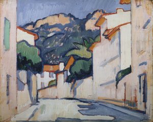 Sokak sahnesi, Cassis, c.1913 (panelde yağlı boya) by Samuel John Peploe