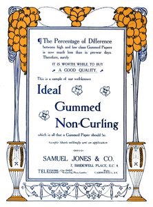 Samuel Jones & Co. - İdeal Yapışkanlı Kıvrılmayan Reklam, 1919 by Samuel Jones