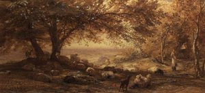 Gölgeli Sessiz (suluboya) by Samuel Palmer