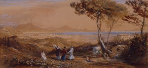 Napoli Körfezi (kağıt üzerine sulu boya) by Samuel Palmer