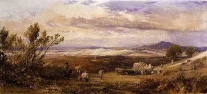 Mısır Tarlası, Bulutlu Sabah (suluboya) by Samuel Palmer
