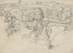 The Primitive Cottage, Shoreham (kalem, mürekkep ve kağıt üzerinde yıkama) by Samuel Palmer
