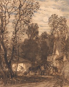 The Wayside Smithy (kağıt üzerinde kurşun kalem ve mürekkeple yıkama) by Samuel Palmer