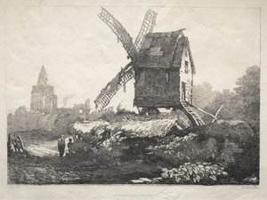 İngiltere'nin Kuzeyinde Bir Dizi Eski Bina ve Kır Evleri: Crowland, Yel Değirmeni by Samuel Prout