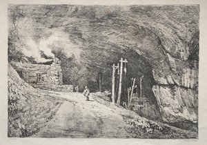 İngiltere'nin Kuzeyinde Bir Dizi Eski Bina ve Kır Evleri: Peak Cavern by Samuel Prout