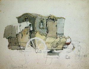 Bir Süs Koçu (kalem ve mürekkep ve kağıt üzerine sulu boya) by Samuel Prout
