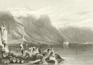 Chillon Kalesi, Cenevre Gölü, İsviçre by Samuel Prout