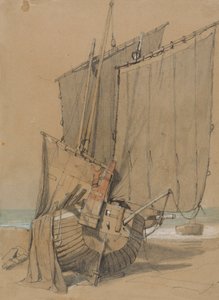 Yelkenleri Kuruyan Sahilde Balıkçı Tekneleri by Samuel Prout