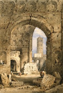 Barış Tapınağı, Roma Forumu (kirli beyaz kağıt üzerine suluboya ve guaj) by Samuel Prout