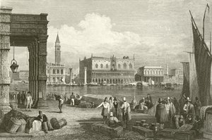 Büyük Kanal ve Doge Sarayı, Venedik by Samuel Prout
