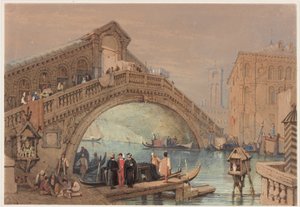 Rialto, Venedik (M.Ö., kağıt üzerinde mürekkep ve tuvalet) by Samuel Prout
