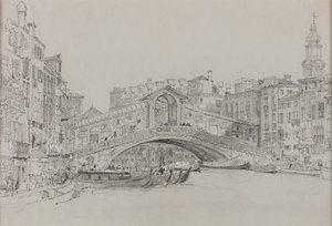 Rialto, Venedik, tarih bilinmiyor (kağıt üzerine suluboya) by Samuel Prout