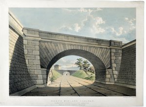 Kuzey Midland Demiryolu. Belper'deki New Street Bridge vb. görünümü, güneye bakış, 1840 dolayları (kağıt üzerine elle boyanmış taşbaskı) by Samuel Russell