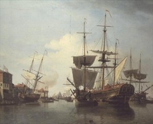 Deptford yakınlarındaki Thames üzerinde Kömür Gemisi by Samuel Scott