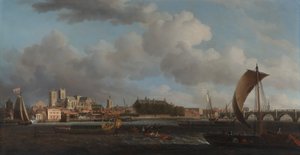 Hırdavatçılar Şirketi'nin Tören Mavnası ile Lambeth'ten Westminster by Samuel Scott