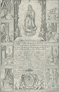 Bir Kilisenin inşası için sadaka bağışı için hoşgörü, 1608 1930-40 faks. by Samuel Stradanus