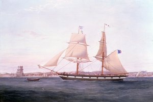 Yayının ötesinde Belem Kulesi ile Lizbon