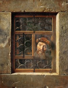 Penceredeki Yaşlı Adam - Samuel Dirksz van Hoogstraten (1627-1678). Tuval üzerine yağlıboya