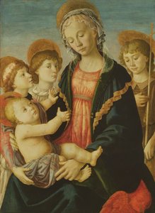 The Virgin and Child with Two Angels and St. John the Baptist, c.1470 (panelde yağlı boya) by Sandro Botticelli