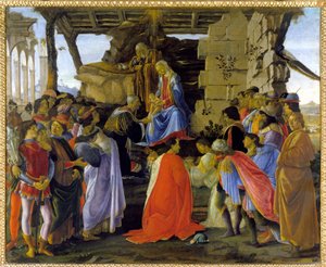Medici ailesinin üyesinin "Magi Hayranlığı" temsili by Sandro Botticelli