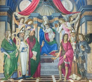 Madonna ve Çocuk azizlerle taçlandı by Sandro Botticelli