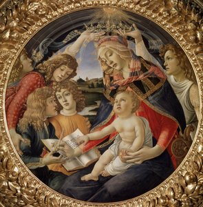 Magnificat Madonna veya Çocuklu Bakire ve beş melek (ahşap üzerine tempera by Sandro Botticelli