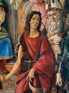 Pala di San Barnaba (Aziz Barnaba Sunağı): Leydimizin İskenderiyeli Azize Catherine, Aziz Augustine, Aziz Barnaba ve Vaftizci Yahya, Antakya Azizi Ignatius ve Başmelek Aziz Mikail
