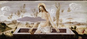 Meryemana resmi. St Barnaba sunağı detayı (ahşap üzerine tempera) by Sandro Botticelli