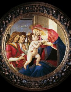 Bakire ve Çocuk ve İki Melek (ahşap üzerine tempera, c.1490) by Sandro Botticelli