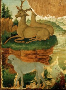 Roebucks ve Maymunlarla Manzara by Sandro Botticelli