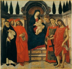 çocuk ve azizler ile Meryem by Sandro Botticelli