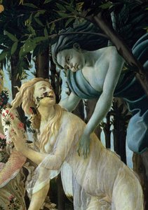 Primavera: Panelde Zephyr ve Flora tempera detayı by Sandro Botticelli