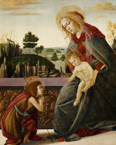 Bir Manzarada Genç Vaftizci Yahya ile Madonna ve Çocuk by Sandro Botticelli