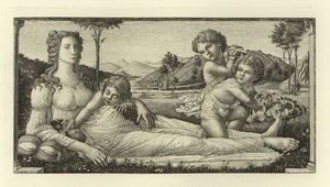 Venüs Cupid ile uzanıyor by Sandro Botticelli