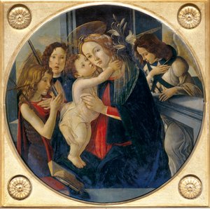 Çocuklu Madonna, genç Vaftizci Yahya ve melekler by Sandro and workshop Botticelli