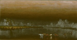 Gün Batımında Göletteki İnekler by Sanford Robinson Gifford