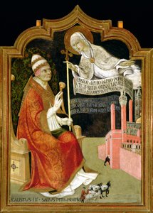 Bakire'nin Papa Calixtus III'e Görünüşü (1378-1458) 1455-58 (panelde yağlı boya)