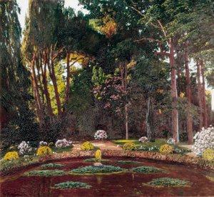 Art Nouveau “Bahçe” (Arbucies). Santiago Rusinol ve (i) Prats (1861-1931) 19. yüzyılın sonlarında El Vendrell tarafından yapılan boyama. Ev-Müze Pau Casals.