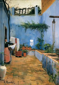 “" Mavi Mahkeme "” (El veranda azul) Santiago Rusinol y (i) Prats (1861-1931) tarafından tablo 1892 Monistrol de Montserrat. Montserrat Müzesi.