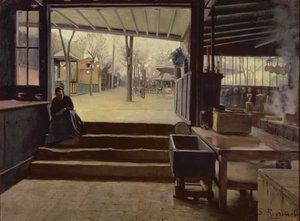 Moulin de la Galette'nin Mutfağı veya Laboratuvarı, Paris (tuval üzerine yağlı boya) by Santiago Rusinol i Prats